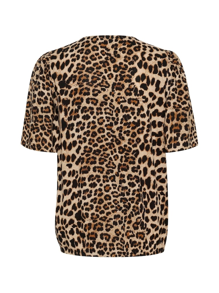 Ariana Half Sleeve V-Neck Brown Blouse - Image 6 of 6
