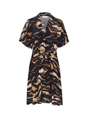 Kaffe Laila Short Sleeve Belted Black Shirt Dress - Image 3 of 4