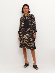 Kaffe Laila Maxi Length Printed Black Shirt Dress - Image 3 of 6