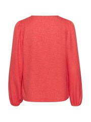 Kaffe Red Elise V-Neck Long Sleeve Blouse - Image 6 of 6