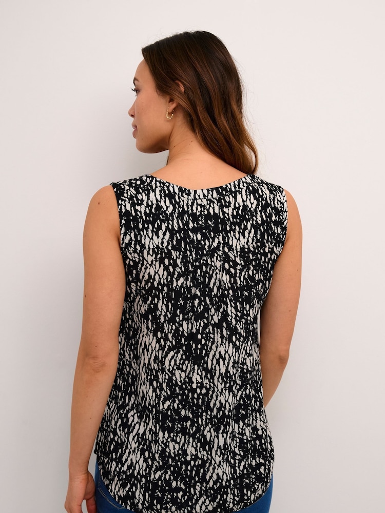 Kaffe Amber V-Neck Printed Sleeveless Black Top - Image 2 of 6