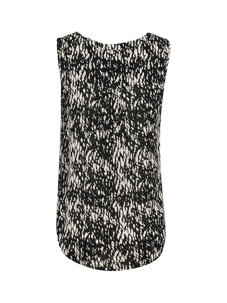 Kaffe Amber V-Neck Printed Sleeveless Black Top - Image 6 of 6