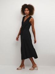Kaffe Liny Sleeveless Buttons Black Maxi Dress - Image 1 of 6