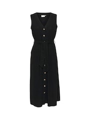 Kaffe Liny Sleeveless Buttons Black Maxi Dress - Image 5 of 6