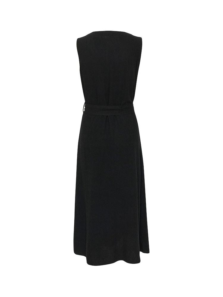 Kaffe Liny Sleeveless Buttons Black Maxi Dress - Image 6 of 6