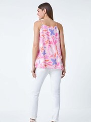 Roman Pink Floral Print Chiffon Cami Top - Image 3 of 5