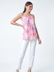 Roman Pink Floral Print Chiffon Cami Top - Image 4 of 5