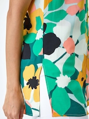 Roman Green Floral Print Sleeveless Button Blouse - Image 2 of 5