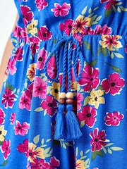 Roman Blue Floral Print Sleeveless Stretch Playsuit - Image 5 of 5