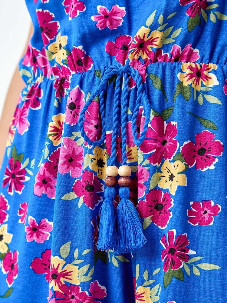 Roman Blue Floral Print Sleeveless Stretch Playsuit - Image 5 of 5 Roman Blue Floral Print Sleeveless Stretch Playsuit - Image 5 of 5