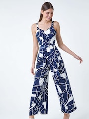 Roman Abstract Print Pocket Jumpsuit - Imagen 2 de 5