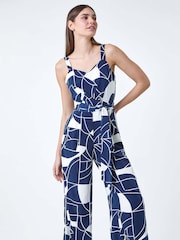 Roman Abstract Print Pocket Jumpsuit - Imagen 4 de 5