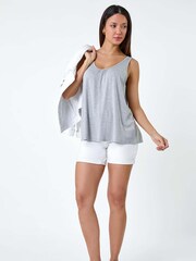Roman Grey Plain V-Neck Stretch Jersey Vest Top - Image 2 of 5