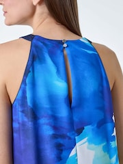 Roman Blue Floral Print Halterneck Midi Dress - Image 5 of 5