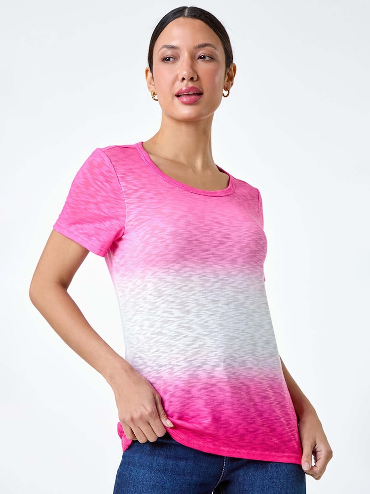 Roman Pink Ombre Burnout Print Stretch Jersey T-Shirt - Image 1 of 5