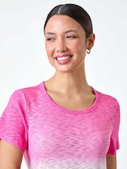 Roman Pink Ombre Burnout Print Stretch Jersey T-Shirt - Image 3 of 5