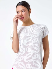Roman White Jacquard Paisley Print Top - Image 1 of 5