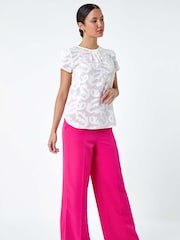 Roman White Jacquard Paisley Print Top - Image 2 of 5