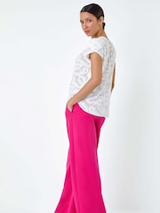 Roman White Jacquard Paisley Print Top - Image 3 of 5