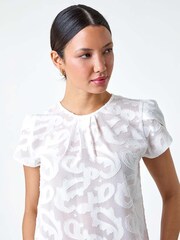 Roman White Jacquard Paisley Print Top - Image 4 of 5