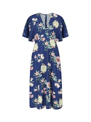 Yumi Blue Yumi Blue Floral Blossom Print Kimono Dress - Image 4 of 4