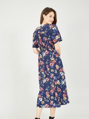 Yumi Blue Bird And Floral Print Midi Dress - Image 3 of 4