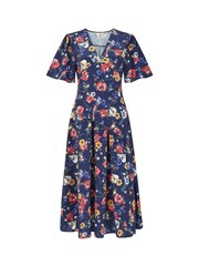 Yumi Blue Bird And Floral Print Midi Dress - Image 4 of 4