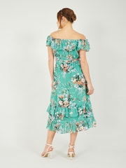 Yumi Green Floral Bardot Dress - Image 3 of 4