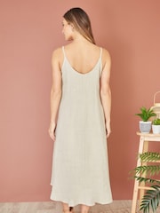 Yumi Natural Relaxed Fit Italian 100% Linen Midi Sundress - Image 3 of 4