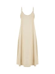 Yumi Natural Relaxed Fit Italian 100% Linen Midi Sundress - Image 4 of 4