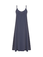 Yumi Blue Relaxed Fit Italian 100% Linen Midi Sundress - Image 5 of 5