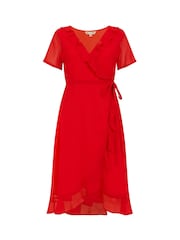 Yumi Red Frill Wrap Dress - Image 5 of 5