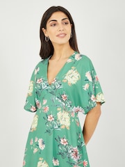 Yumi Green Yumi Blue Floral Blossom Print Kimono Dress - Image 2 of 5