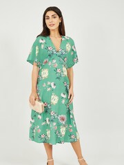 Yumi Green Yumi Blue Floral Blossom Print Kimono Dress - Image 3 of 5