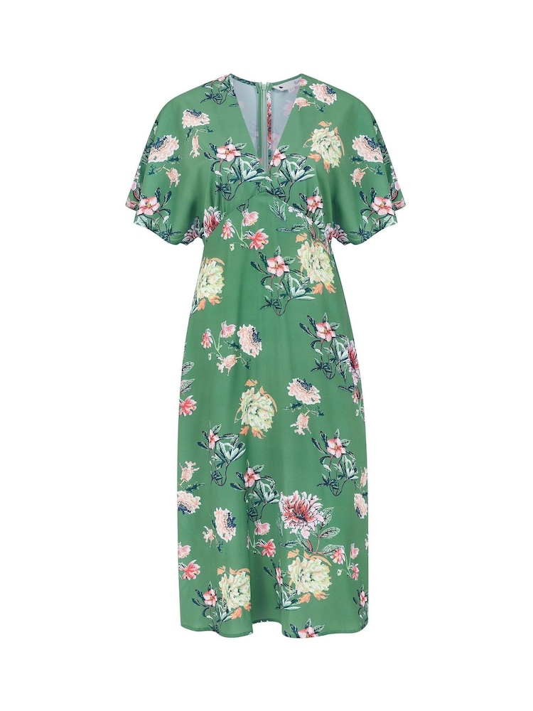 Yumi Green Yumi Blue Floral Blossom Print Kimono Dress - Image 5 of 5