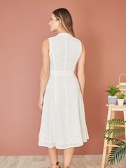 Yumi White Flower Broderie Anglaise Cotton Shirt Dress - Image 4 of 5