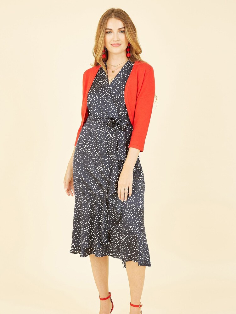 Yumi Red Knitted Curve Bolero - Image 2 of 4