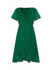 Yumi Green Frill Wrap Dress - Image 4 of 4
