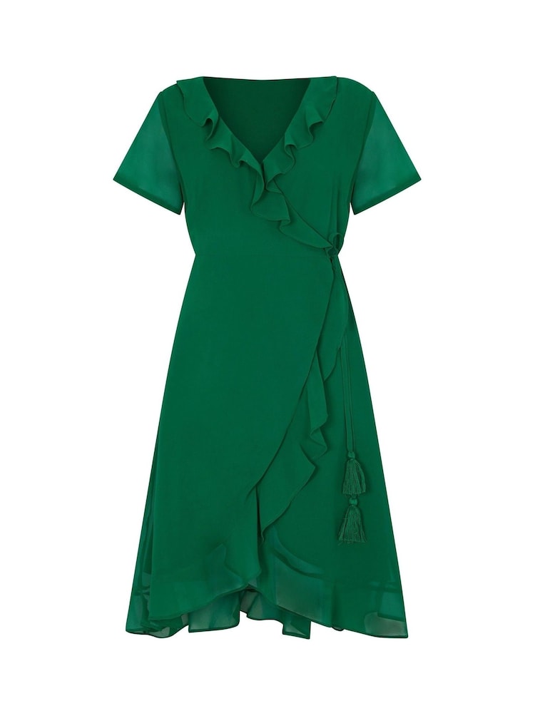 Yumi Green Frill Wrap Dress - Image 4 of 4