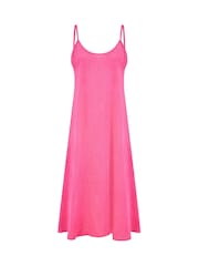 Yumi Pink Relaxed Fit Italian 100% Linen Midi Sundress - Image 5 of 5