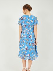 Yumi Blue Floral Wrap Dress - Image 3 of 4