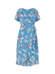 Yumi Blue Floral Wrap Dress - Image 4 of 4