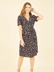 Yumi Black Floral Retro Shirtdress - Image 3 of 5
