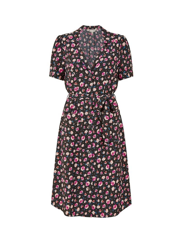 Yumi Black Floral Retro Shirtdress - Image 5 of 5