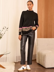 Love & Roses Black Cosy Crew Neck Longline Jumper - Image 1 of 4