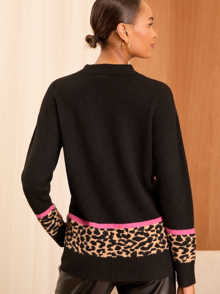 Love & Roses Black Cosy Crew Neck Longline Jumper - Image 4 of 4
