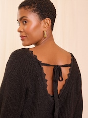 Love & Roses Black 2in1 Knitted Satin Midi Dress - Image 2 of 4