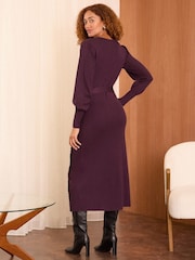 Love & Roses Red Knitted Midi Dress - Image 4 of 4