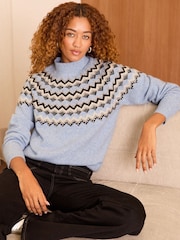 Love & Roses Blue Cosy Hotfix Fairisle Jumper - Image 1 of 4