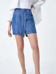 Roman Blue Tie Waist Pocket Shorts - Image 5 of 6